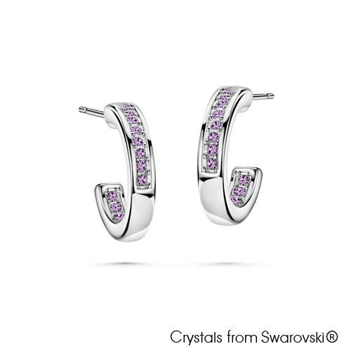 Loop Earrings (Violet, Pure Rhodium Plated) - Lush Addiction, Crystals from Swarovski®