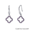 Lucky Clover Earrings Violet Pure Rhodium Plated Lush Addiction Crystals from Swarovski