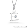 Alphabet E Charm Necklace (Clear Crystal, Pure Rhodium Plated) - Lush Addiction, Crystals from Swarovski®