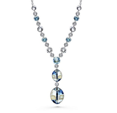 Leora Necklace (Clear Blue Shade, Pure Rhodium Plated) - Lush Addiction, Crystals from Swarovski®