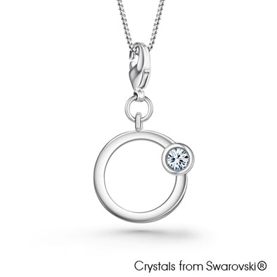 Alphabet O Charm Necklace (Clear Crystal, Pure Rhodium Plated) - Lush Addiction, Crystals from Swarovski®