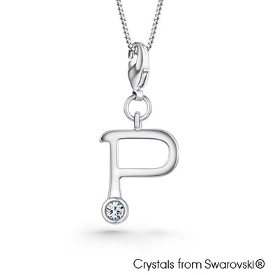 Alphabet P Charm Necklace (Clear Crystal, Pure Rhodium Plated) - Lush Addiction, Crystals from Swarovski®