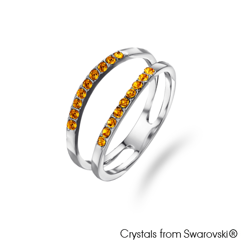 Dual Ring (Topaz, Pure Rhodium Plated) - Lush Addiction, Crystals from Swarovski®