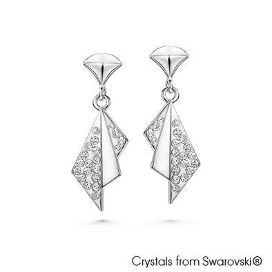 Oriental Fan Earrings (Clear Crystal, Pure Rhodium Plated) - Lush Addiction, Crystals from Swarovski®