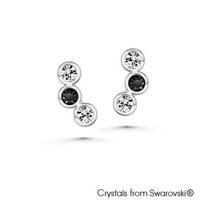 Modernistic Earrings Clear Crystal Midnight Black Pure Rhodium Plated Lush Addiction Crystals from Swarovski