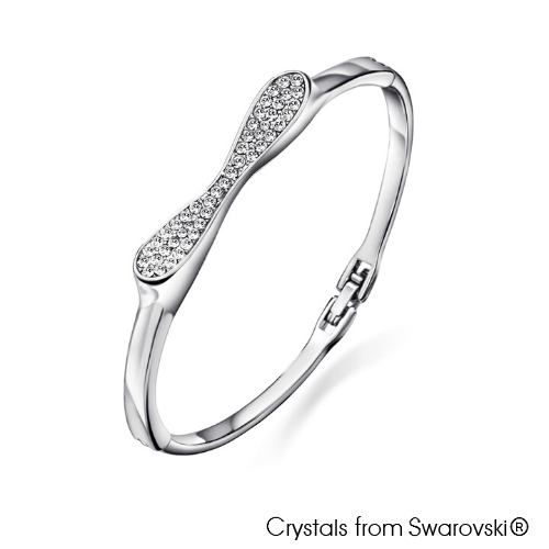 Bow Bangle Clear Crystal Pure Rhodium Plated Lush Addiction Crystals from Swarovski
