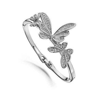Butterfly Dance Bangle (Clear Crystal, Pure Rhodium Plated) - Lush Addiction, Crystals from Swarovski