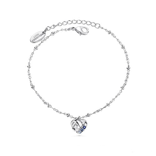 Devoted Heart Bracelet (Sapphire, Pure Rhodium Plated) - Lush Addiction, Crystals from Swarovski®