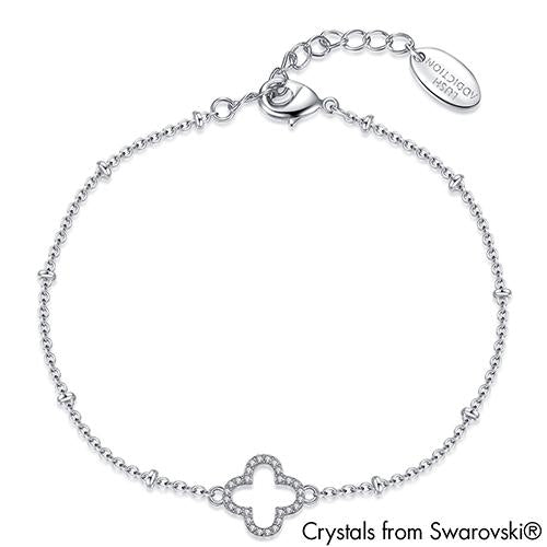 Lucky Clover Bracelet (Clear Crystal, Pure Rhodium Plated) - Lush Addiction, Crystals from Swarovski®
