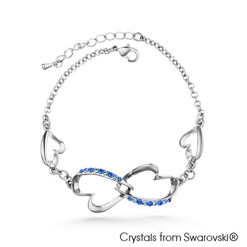 Symona Bracelet (Sapphire, Pure Rhodium Plated) - Lush Addiction, Crystals from Swarovski