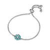 Flower Birthstone Bracelet (Aquamarine, Pure Rhodium Plated) - Lush Addiction, Crystals from Swarovski®