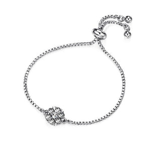 Flower Birthstone Bracelet (Clear Crystal, Pure Rhodium Plated) - Lush Addiction, Crystals from Swarovski®