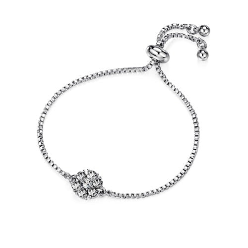 Flower Birthstone Bracelet (Clear Crystal, Pure Rhodium Plated) - Lush Addiction, Crystals from Swarovski®