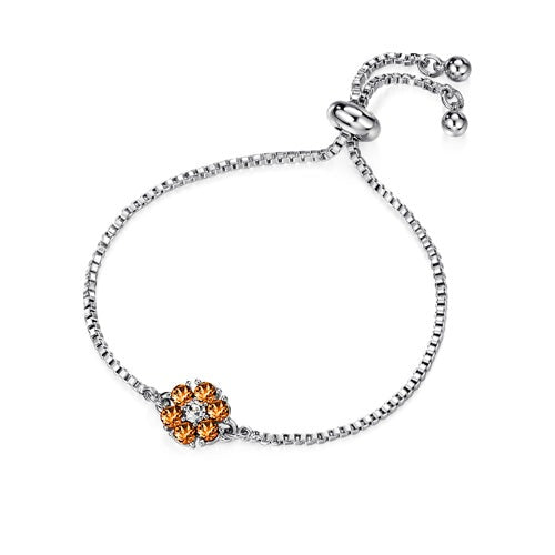 Flower Birthstone Bracelet (Topaz, Pure Rhodium Plated) - Lush Addiction, Crystals from Swarovski®