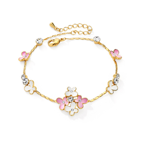 Spring Bracelet Rose 18K Gold Plated Lush Addiction Crystals from Swarovski