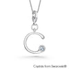 Alphabet C Charm Necklace (Clear Crystal, Pure Rhodium Plated) - Lush Addiction, Crystals from Swarovski®