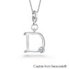 Alphabet D Charm Necklace (Clear Crystal, Pure Rhodium Plated) - Lush Addiction, Crystals from Swarovski®