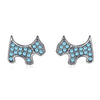 Cute Terrier Earrings (Aquamarine, Pure Rhodium Plated) - Lush Addiction, Crystals from Swarovski®