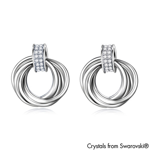 Interlink Halo Earrings (Clear Crystal, Pure Rhodium Plated) - Lush Addiction, Crystals from Swarovski®