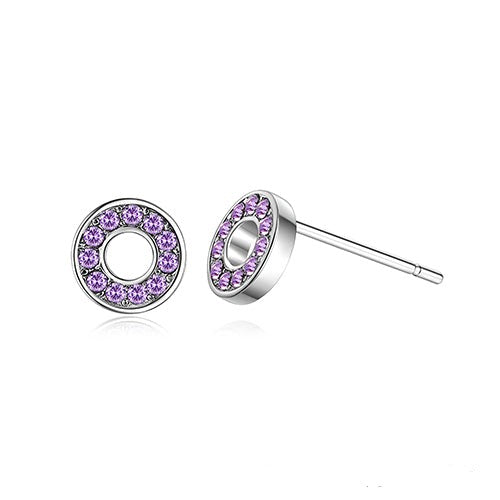 Donut Earrings Violet Pure Rhodium Plated Lush Addiction Crystals from Swarovski