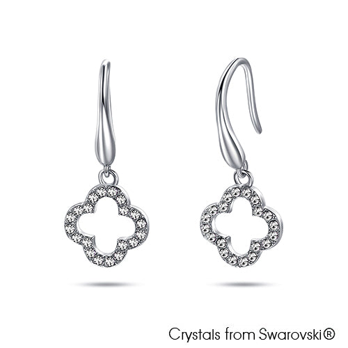 Lucky Clover Earrings Clear Crystal Pure Rhodium Plated Lush Addiction Crystals from Swarovski