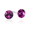 Solitaire Birthstone Stud Earrings (Amethyst, Pure Rhodium Plated) - Lush Addiction, Crystals from Swarovski