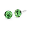 Solitaire Birthstone Stud Earrings (Peridot, Pure Rhodium Plated) - Lush Addiction, Crystals from Swarovski