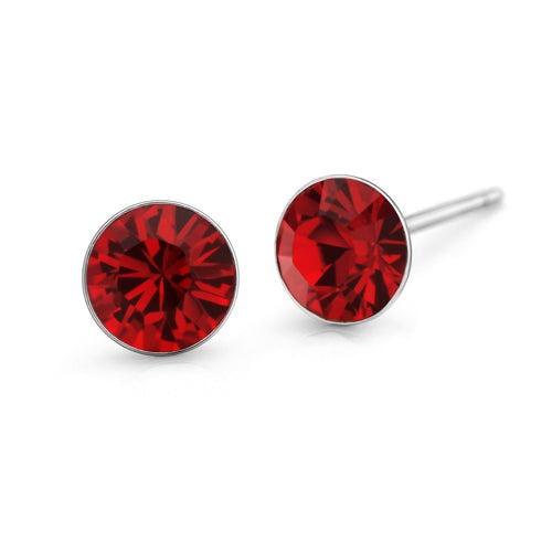 Ruby stud earrings with swarovski stones hot sale