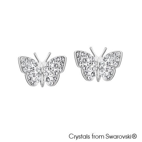 Mariposa Earrings (Clear Crystal, Pure Rhodium Plated) - Lush Addiction, Crystals from Swarovski®