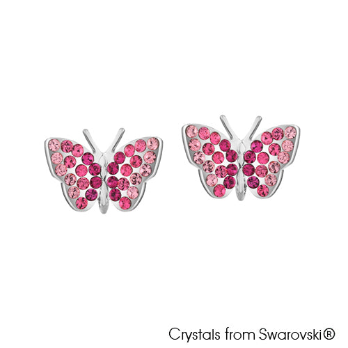 Mariposa Earrings (Fuchsia, Pure Rhodium Plated) - Lush Addiction, Crystals from Swarovski®