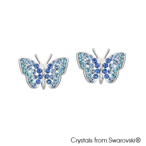 Mariposa Earrings (Sapphire, Pure Rhodium Plated) - Lush Addiction, Crystals from Swarovski®