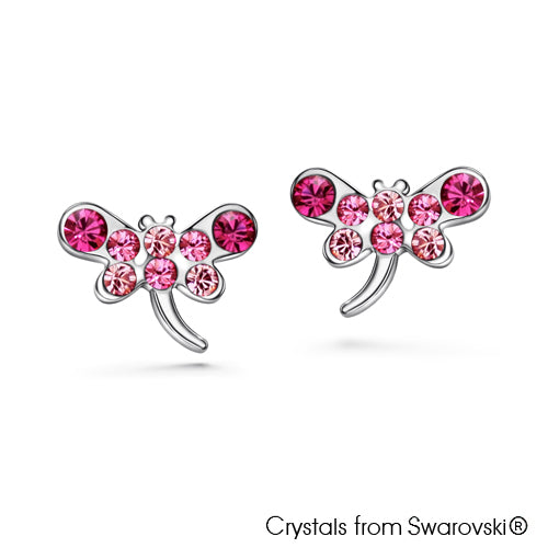 Gilen Earrings (Fuchsia, Pure Rhodium Plated) - Lush Addiction, Crystals from Swarovski®