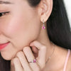 Solitaire Birthstone Hook Earring (Rose, Pure Rhodium Plated) - Lush Addiction, Crystals from Swarovski®