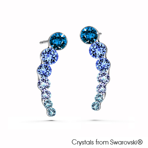 Lynn Earrings (Sapphire, Pure Rhodium Plated) - Lush Addiction, Crystals from Swarovski®