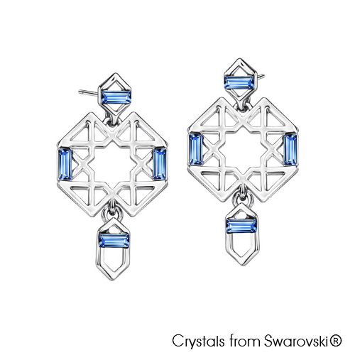 Mosaic Earrings (Light Sapphire, Pure Rhodium Plated) - Lush Addiction, Crystals from Swarovski®