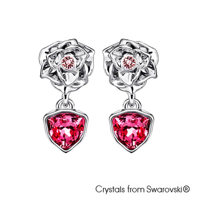 Trilliant Rose Earrings (Rose, Pure Rhodium Plated) - Lush Addiction, Crystals from Swarovski®