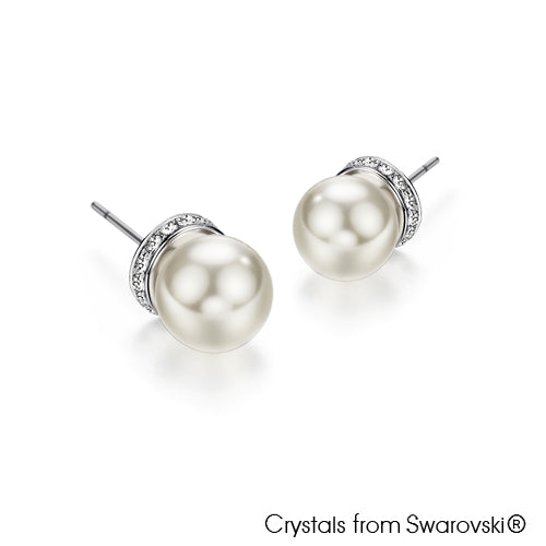Classic Swarovski Pearl Earrings (Pure Rhodium Plated) - Lush Addiction, Crystals from Swarovski®