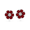 Flower Birthstone Earrings (Ruby, Pure Rhodium Plated) - Lush Addiction, Crystals from Swarovski