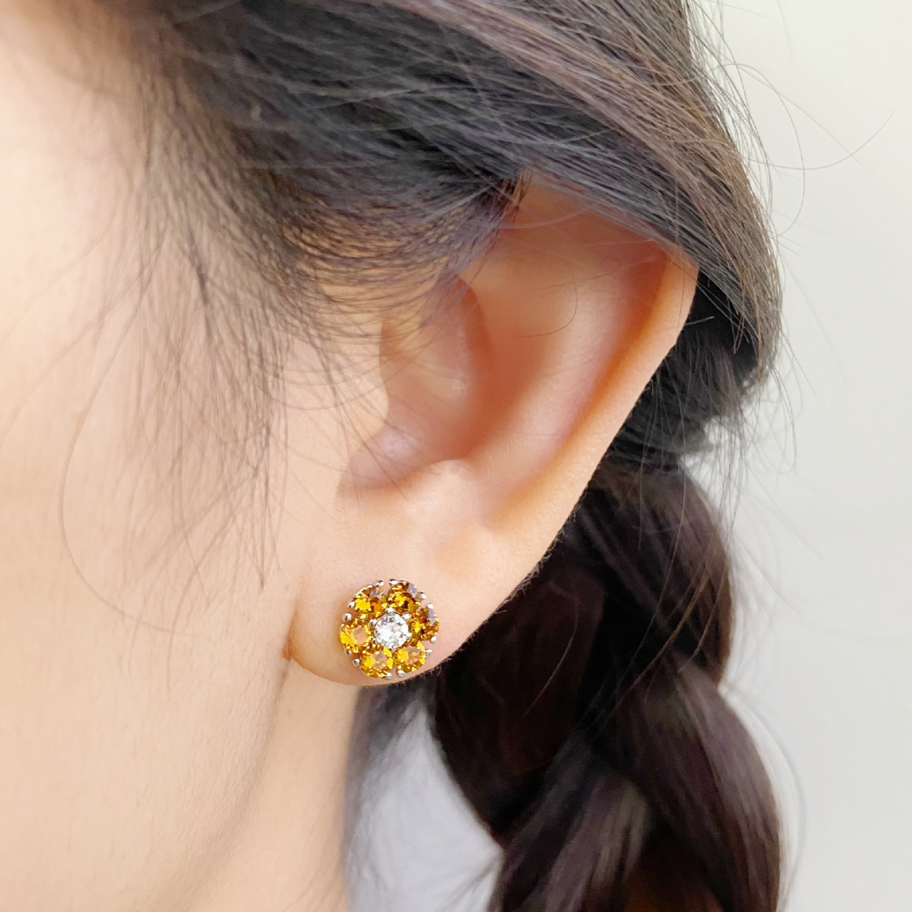 Flower Birthstone Earrings (Topaz, Pure Rhodium Plated) - Lush Addiction, Crystals from Swarovski