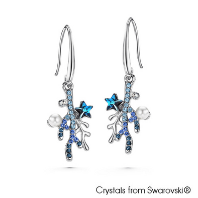 Coralyne Earrings (Pure Rhodium Plated) - Lush Addiction, Crystals from Swarovski®