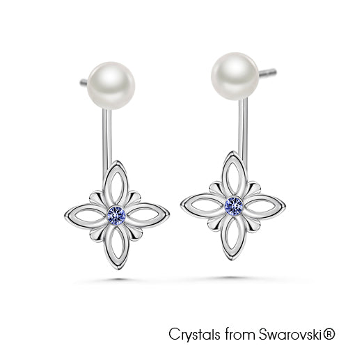 Multi-Style Earrings Sapphire Pure Rhodium Plated Lush Addiction Crystals and Pearls from Swarovski
