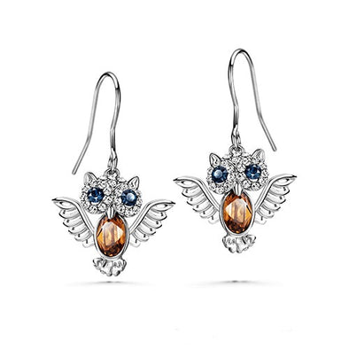 Wisdom Owl Earrings (Pure Rhodium Plated) - Lush Addiction, Crystals from Swarovski®