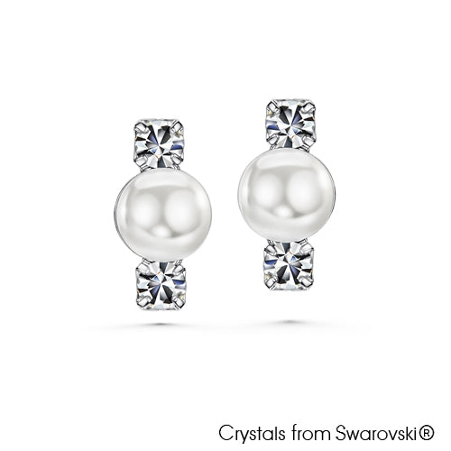 Swarovski Pearl Earrings Clear Crystal Pure Rhodium Plated Lush Addiction Crystals from Swarovski
