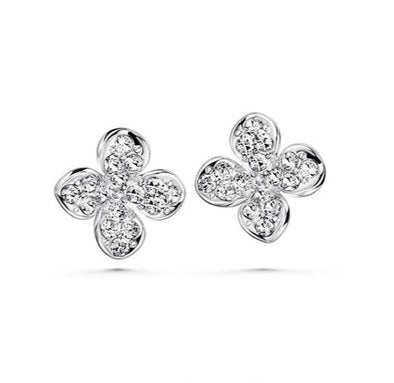 Clover Earrings Clear Crystal Pure Rhodium Plated Lush Addiction Crystals from Swarovski