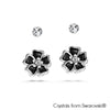 Solitaire and Floral Earrings Jet Pure Rhodium Plated Lush Addiction Crystals from Swarovski