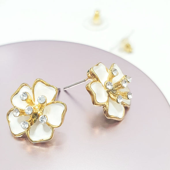 Sakura Earrings (Clear Diamond, 18K Gold Plated) - Lush Addiction, Crystals from Swarovski