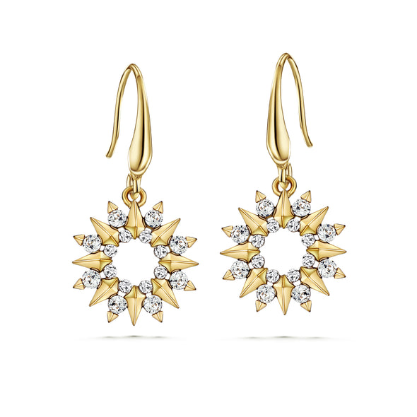 Sunray Earrings (Clear Diamond, 18K Gold Plated) - Lush Addiction, Crystals from Swarovski