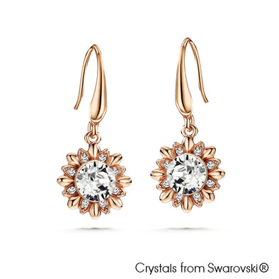 Sunflower Earrings Clear Crystal Rose Gold Plated Lush Addiction Crystals from Swarovski