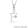 Alphabet F Charm Necklace (Clear Crystal, Pure Rhodium Plated) - Lush Addiction, Crystals from Swarovski®