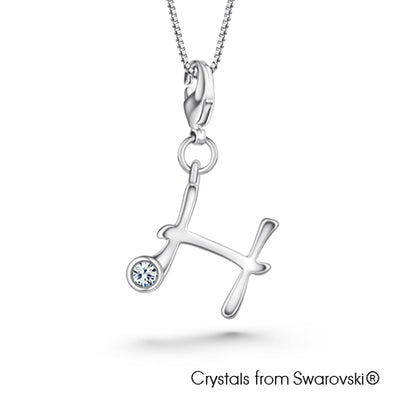 Alphabet H Charm Necklace (Clear Crystal, Pure Rhodium Plated) - Lush Addiction, Crystals from Swarovski®